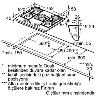Siemens EN7B6QP30O Gazlı Ocak 75 cm