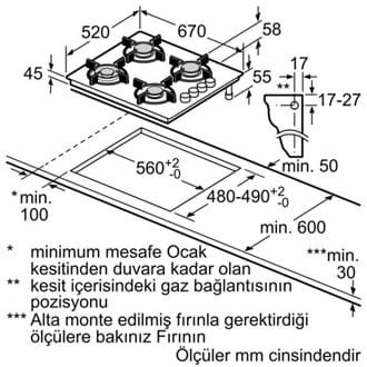 Siemens EO7C6PP30O Gazlı Ocak 67 cm